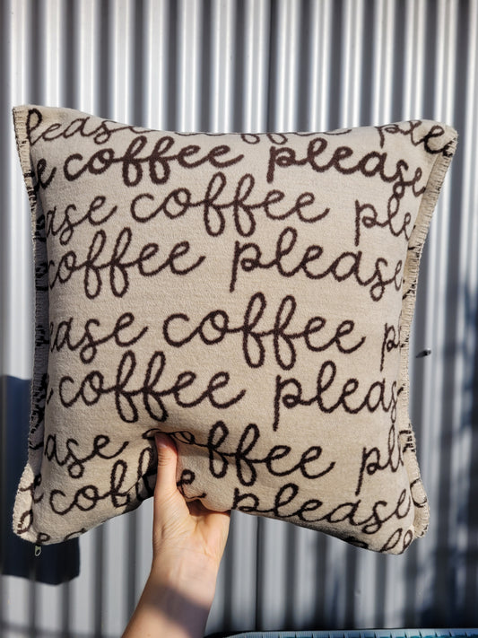 Upcycling-Kissenhülle COFFEE PLEASE 50x50 cm