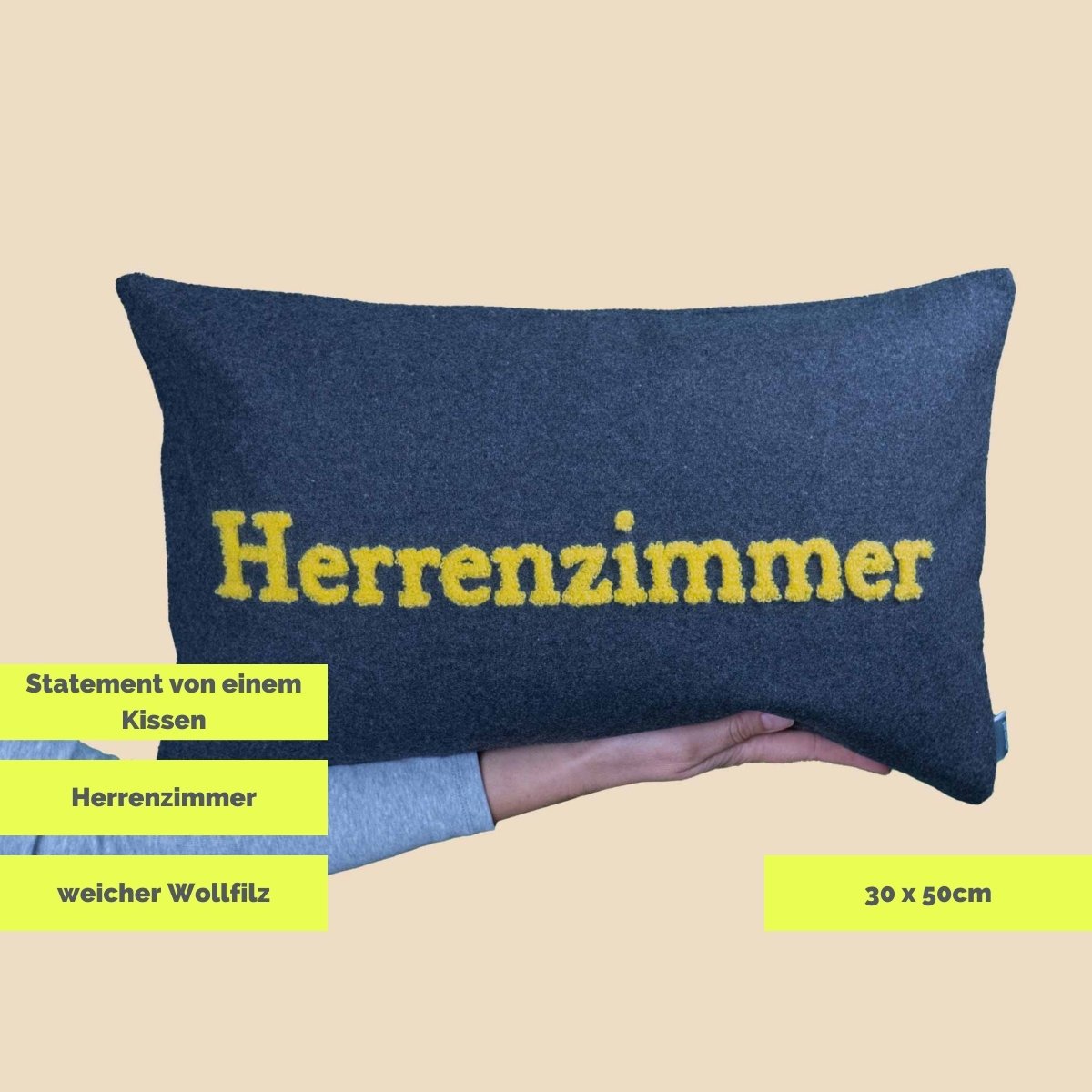 padconcept Kissenhülle HERRENZIMMER 30x50 anthrazit